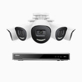 H800X - 4K 8 Kanal PoE Überwachungskamera-Set mit 5 Kameras, 1/1.8'' BSI Sensor, f/1.6 Aperture (0.003 Lux), alarmierung mit sirene und blitzlicht, 2CH 4K-Dekodierungsfunktion, personen- und fahrzeugerkennung, perimeterschutz